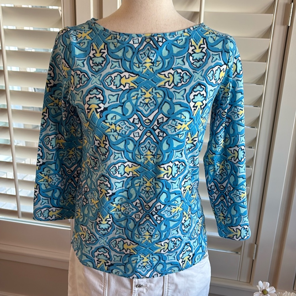 Talbots Bateau Neck Tee, XS, 3/4 Sleeves